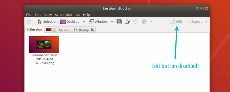 Fixing disabled button in Shutter on Ubuntu 18.04