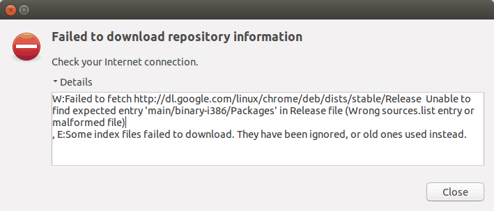 Failed to fecth error with Google Chrome in Ubuntu