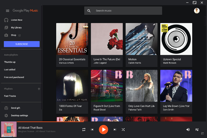 Google Play Music Desktop Player Dark Theme