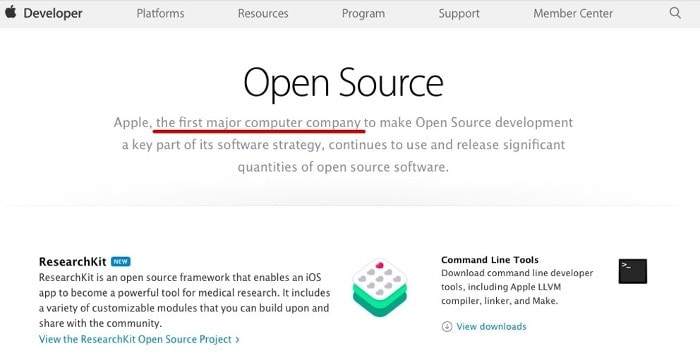 Apple leader of Open Source world
