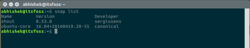 List all the installed Snap packages in Ubuntu 16.04
