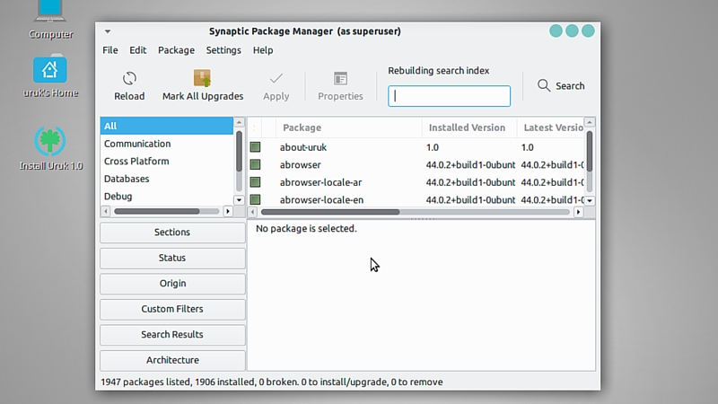 Synaptic on Uruk GNU/Linux