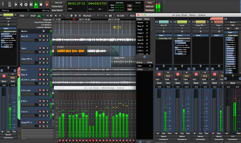 Ardour audio editor interface