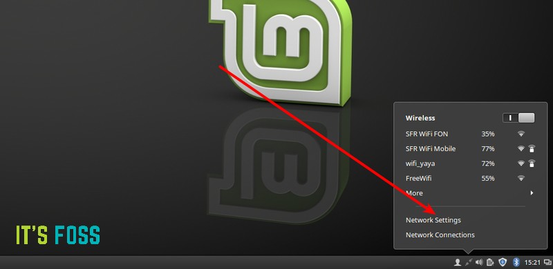 Access network settings in Linux Mint