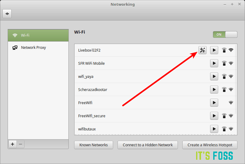 Select the network in Linux Mint