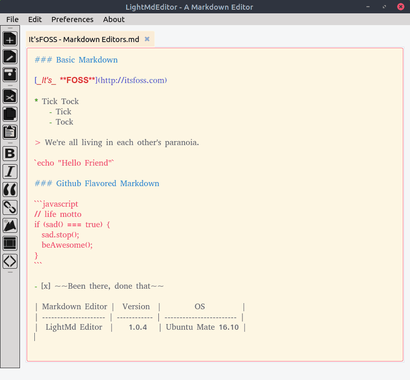 LightMd Editor Interface