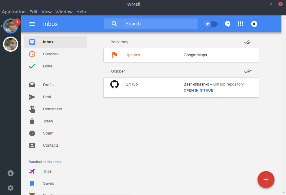 Wmail with Google Inbox account