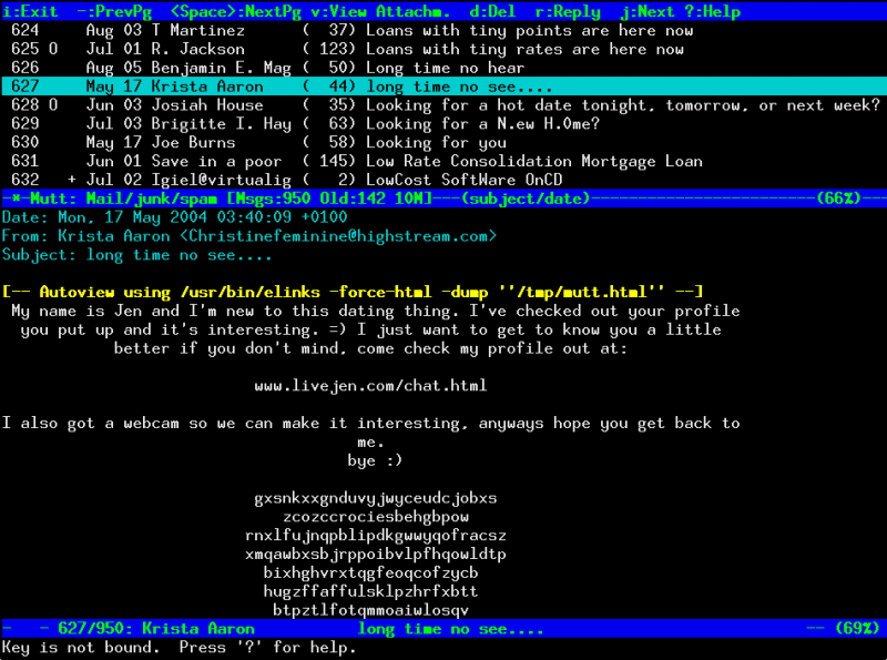 a screenshot of mutt email client