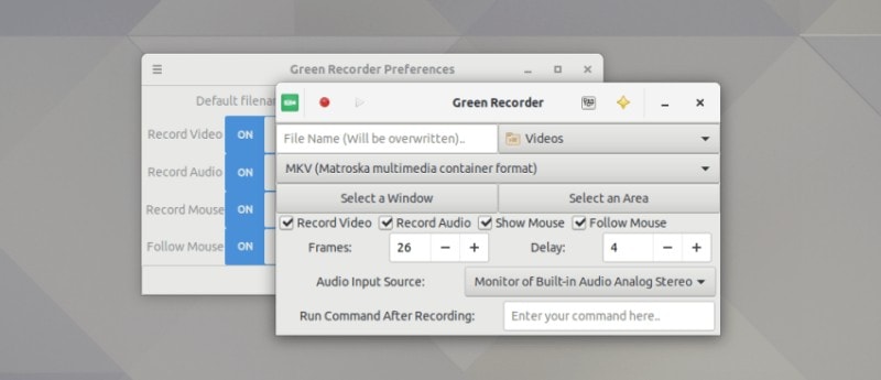Green Recorder is a screen recording tool for Linux