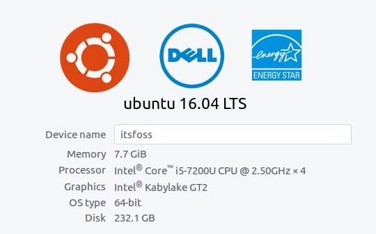 Dell XPS 13 Ubuntu Edition System Settings