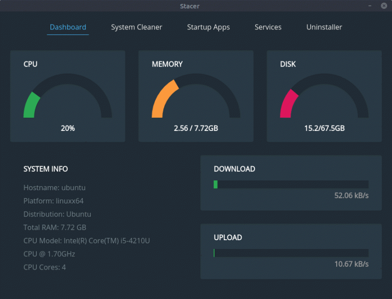 Stacer - Dashboard