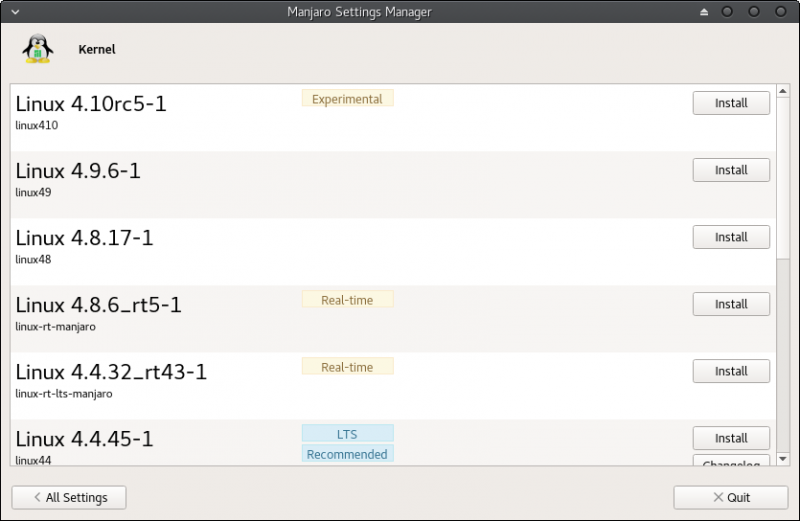 Switching kernel in Manjaro Linux