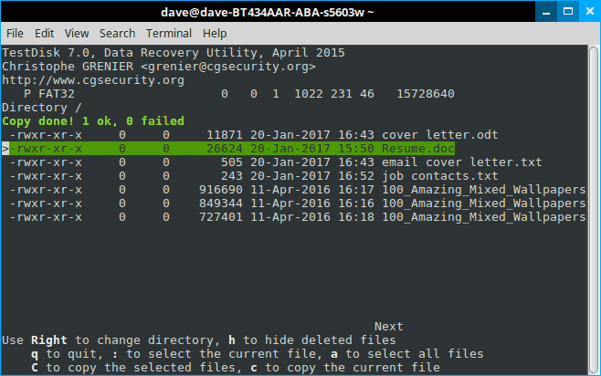 How to recover deleted files in Linux using TestDisk