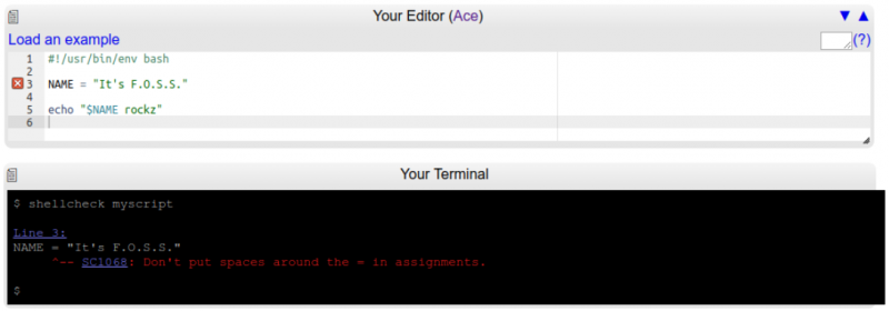Using ShellCheck Online