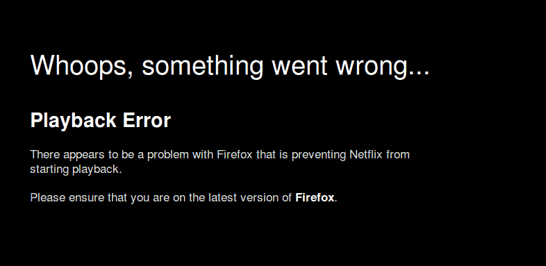 Netflix playback error on Firefox