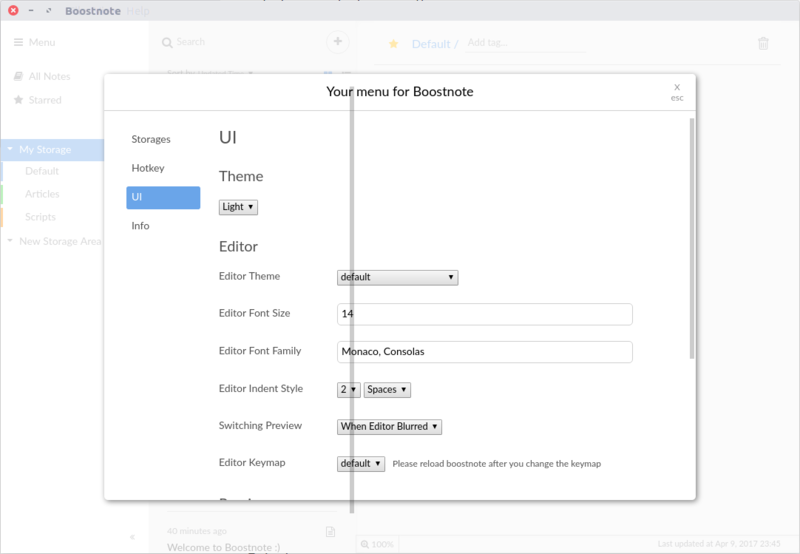 UI and editor theme change in Boostnote