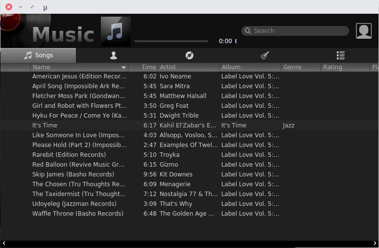 Mus music player interface