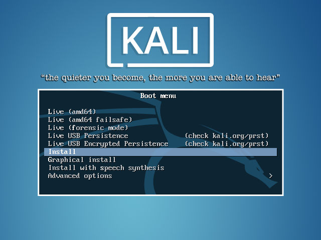 Kali Linux boot screen