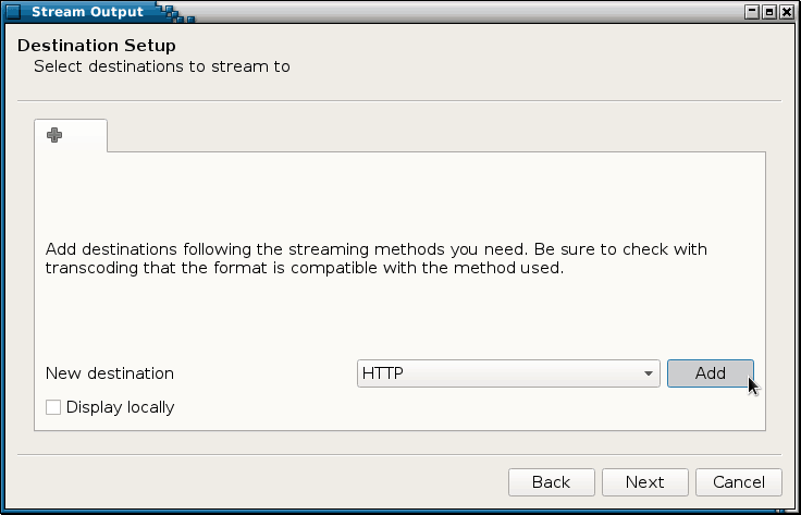 Choose the stream destination(s). In my case