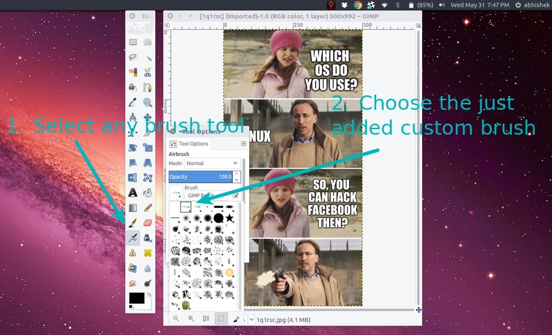 Adding image as watermark in GIMP