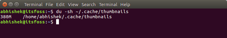 Clean thumbnail cache to free up space in Ubuntu