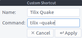 Tilix Quake Shortcut