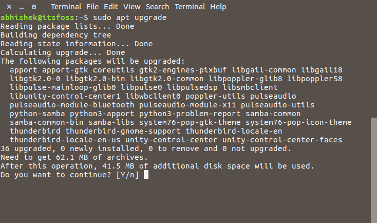 Using apt commands in Ubuntu