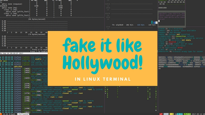 Hollywood hacking terminal in Linux