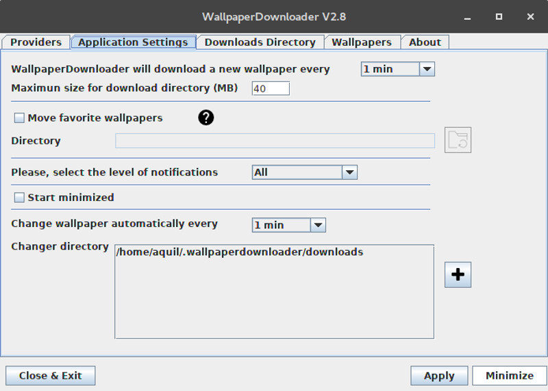 WallpaperDownloader Menu