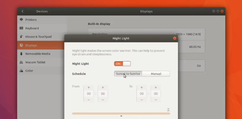 Enabling night light is a must to do in Ubuntu 17.10