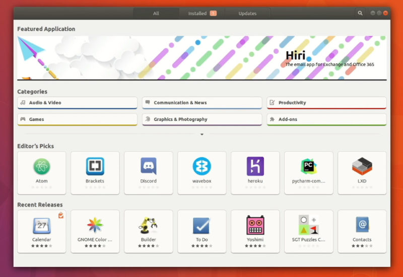 Software Center in Ubuntu 17.10 