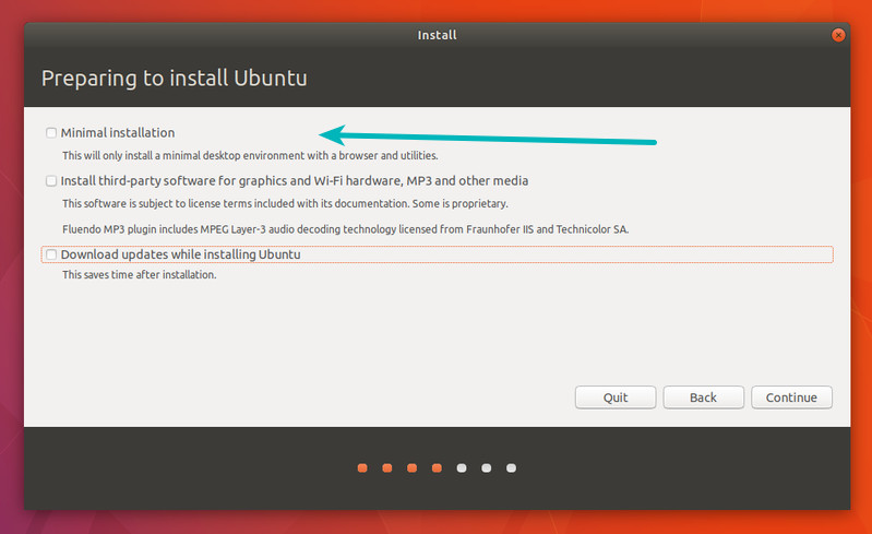 Minimum installation option in Ubuntu 18.04