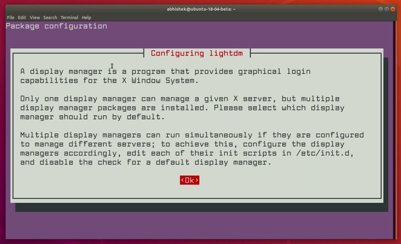 Switch to lightdm while installing Unity on Ubuntu 18.04