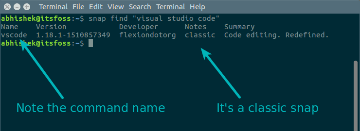Find snap package in Ubuntu