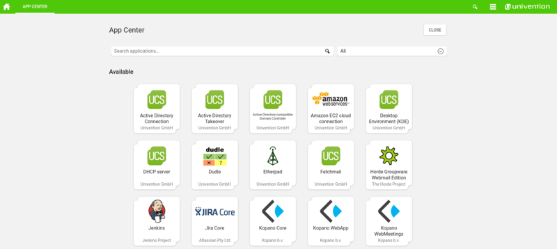 Univention App Center Available Apps