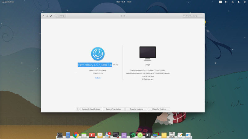 elementary OS 5.0 Juno desktop