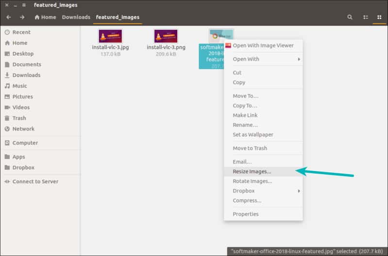 Resize image in right click menu in Nautilus on Linux