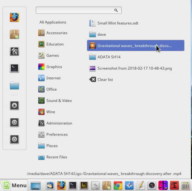 Find file location in recently used files in Linux Mint