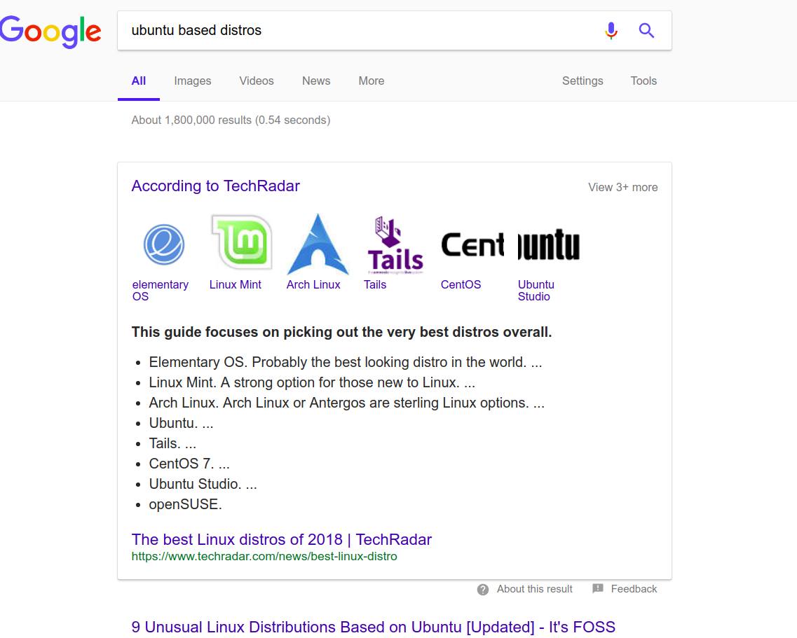 Google thinks Arch Linux is based on Ubuntu