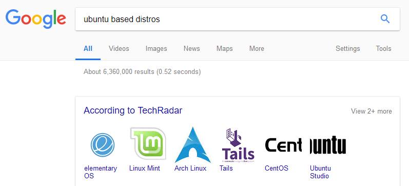 Google thinks Arch Linux is based on Ubuntu
