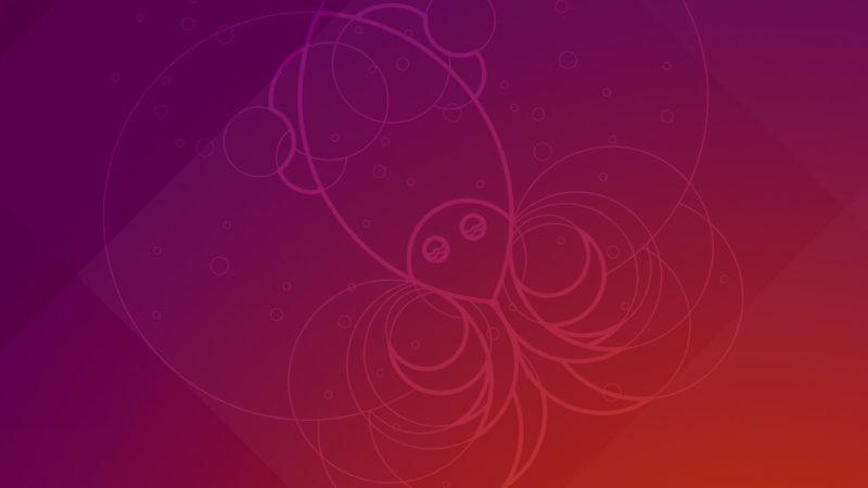 The default wallpaper of Ubuntu 18.10 Cosmic Cuttlefish