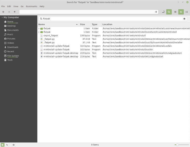 File Search in Linux Mint 19