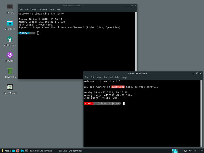 Xfce Terminal is the default terminal in Linux Lite 4.0