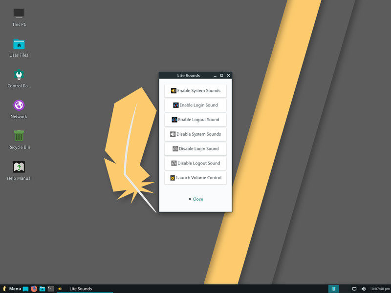 Easily control system sound in Linux Lite 4.0