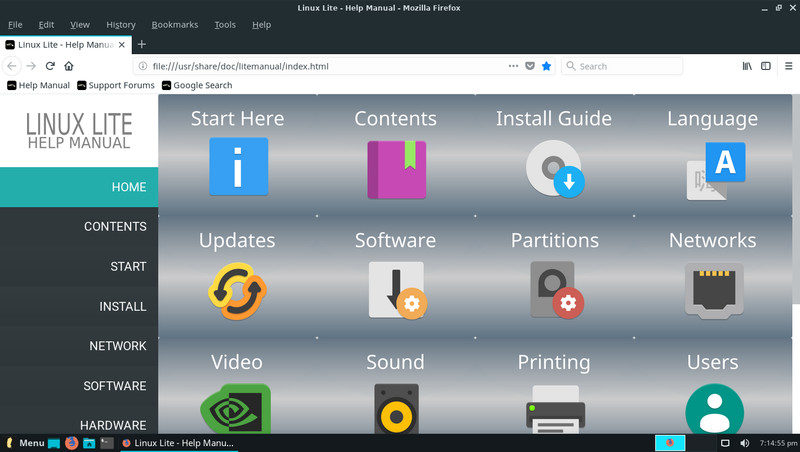 Help manual in Linux Lite 4.0