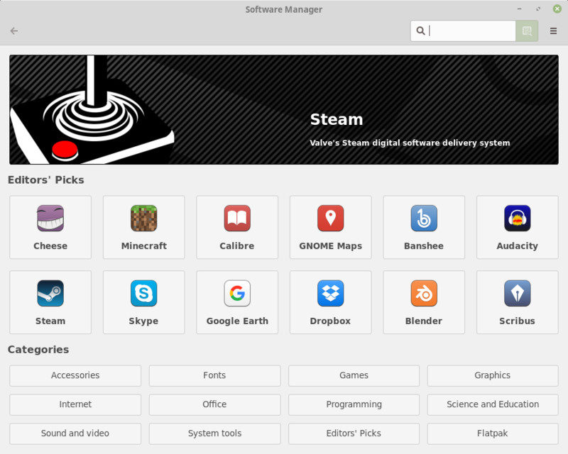 Software Manager in Linux Mint 19
