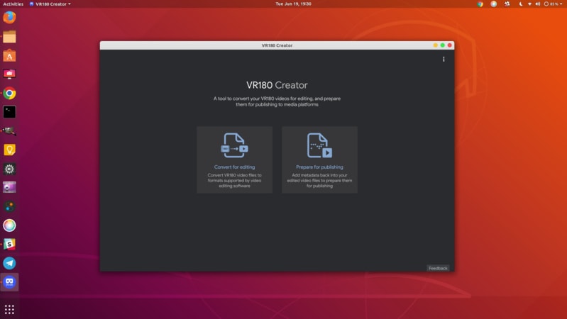 VR180 Creator on Ubuntu Linux