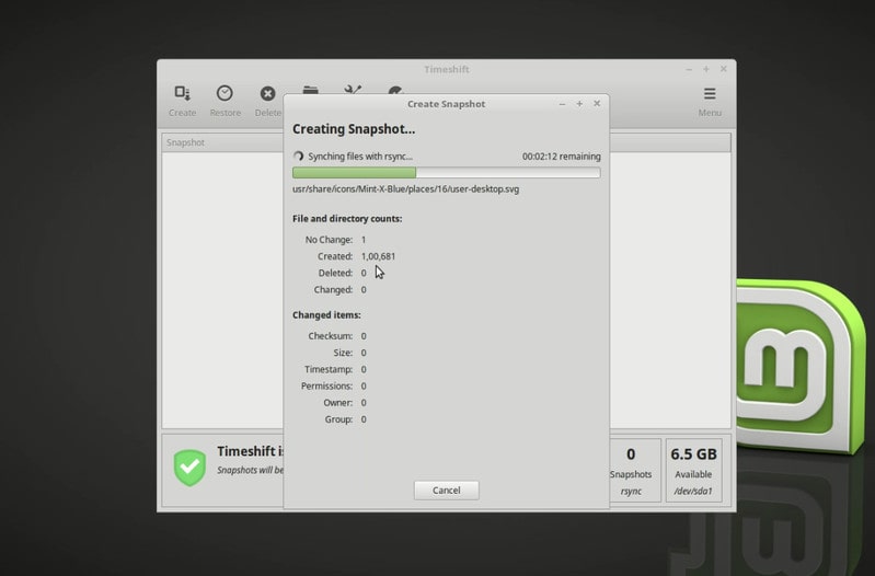 Create system snapshot in Linux Mint