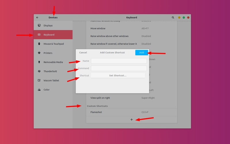 Add custom keyboard shortcut in Ubuntu