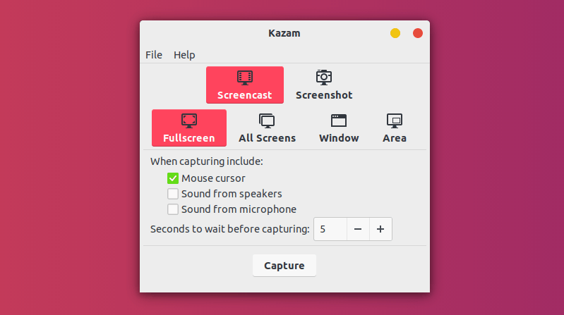 Kazam 2025 for ubuntu